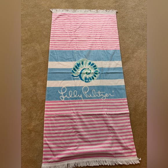 Lilly Pulitzer Pink and White Striped Blanket - Picture 2 of 2